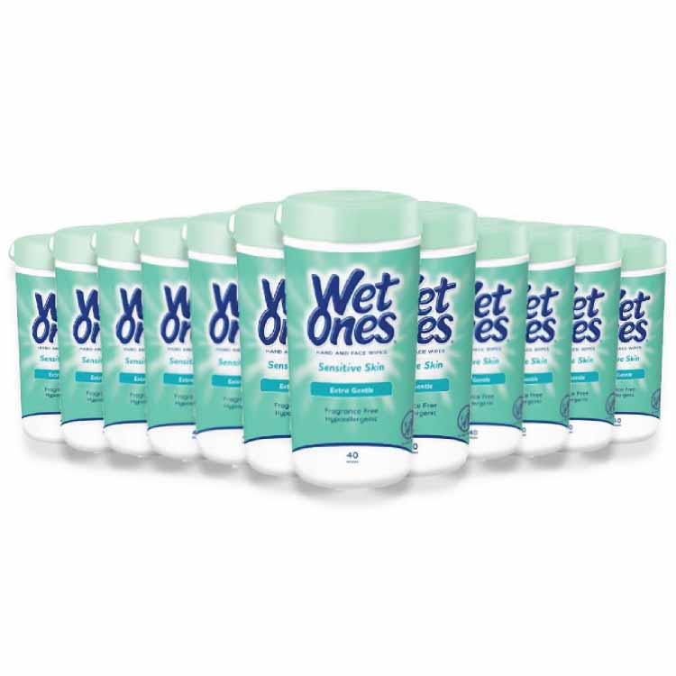 Wet Ones - Hand and Face Wipes Sensitive Skin - 40ct ea - 12 pack