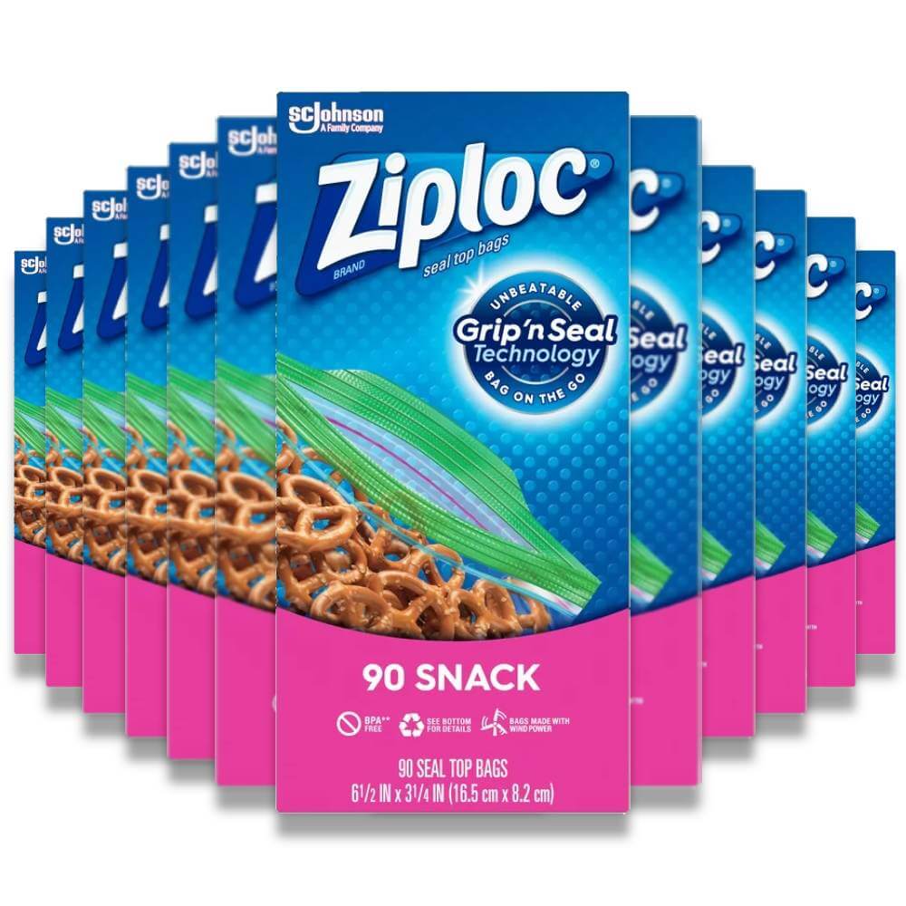 Ziploc Snack Bags, Grip 'n Seal Technology - 90 Ct, 12 Pack – Contarmarket