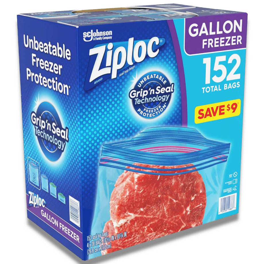 Ziploc Gallon Freezer Bags - New Stay Open Design (152 Ct