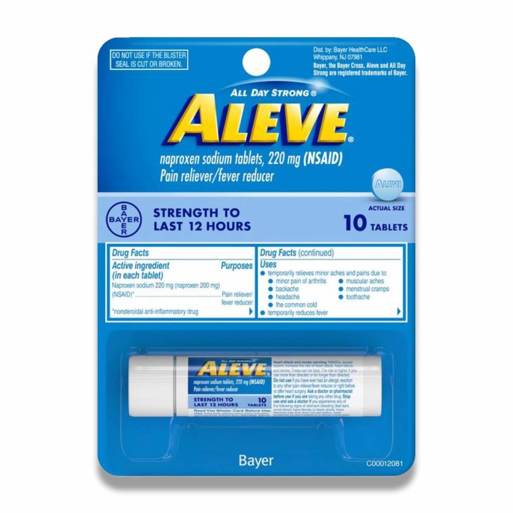 Aleve - Naproxen Sodium Tablets, 220 mg (NSAID), Pain Reliever/Fever Reducer - 10 Ct - 36 Pack