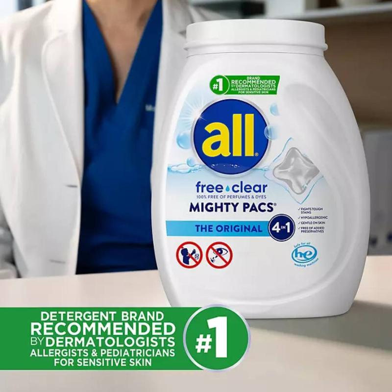 All Free Clear MIGHTY PACS Laundry Detergent Pacs, The Original, 120 ct.