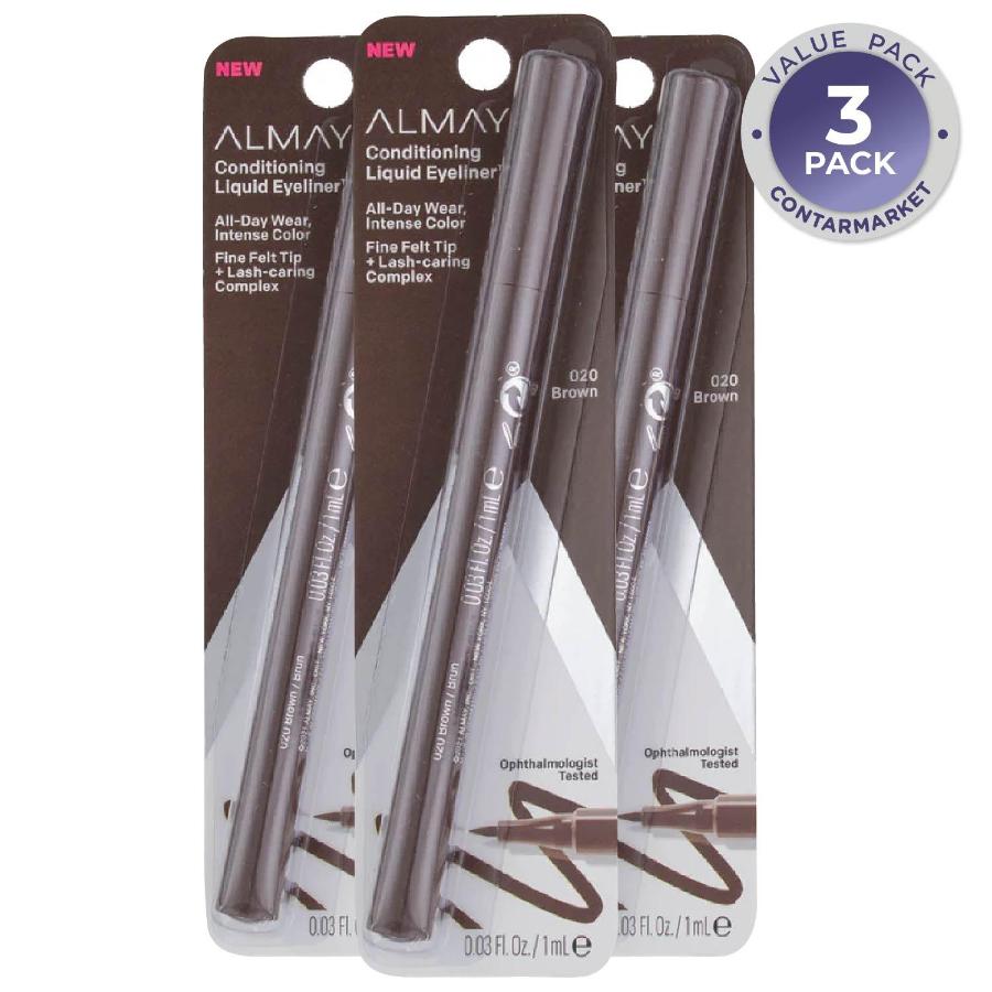 Almay - Conditioning Liquid Eyeliner, Brown (020) - 0.03 fl Oz - 3 Pack