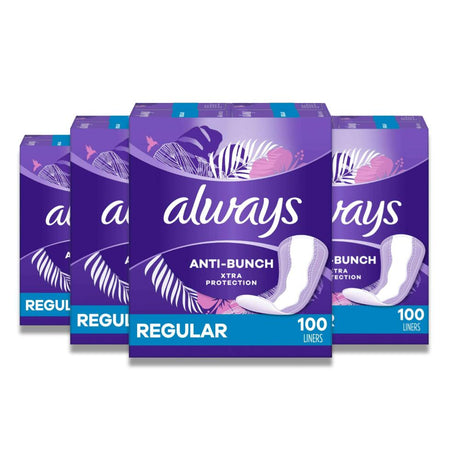 Always Anti-Bunch Liners - Regular Length, 100 Ct - 4 Pack Contarmarket