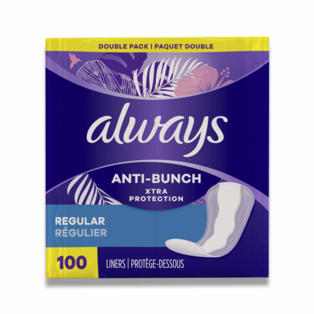 Always - Anti-Bunch Xtra Protection Daily Liners Regular Length - 100 Ct - 4 Pack