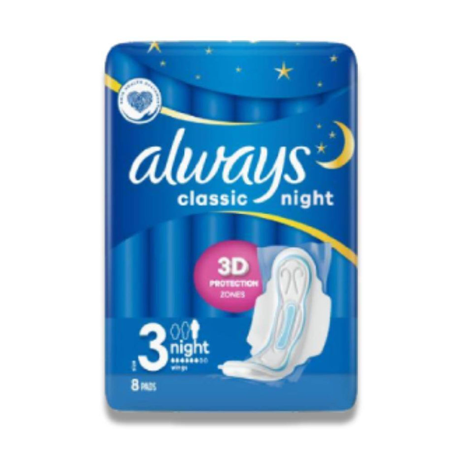 Always Maxi Pads Overnight Extra Heavy Flow 20 Each (Pack of 8