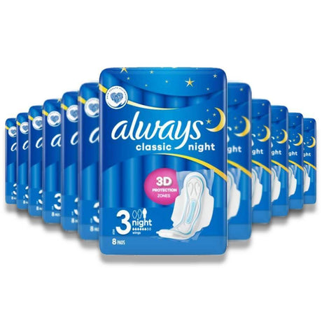 Always Classic Night Bulk- 16 Pack, 8 Ct Each ($1.70/ea) (6142753407132)