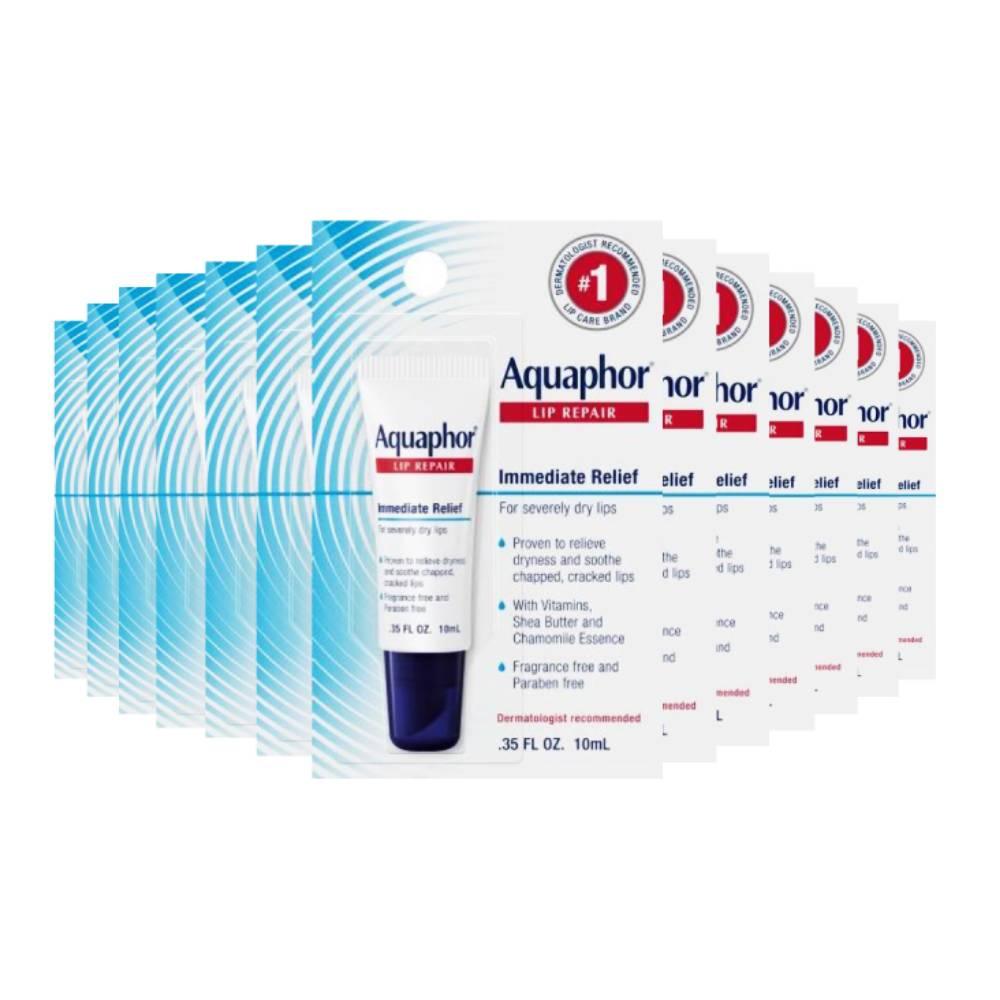 Aquaphor Lip Repair Balm - Immediate Relief for Dry, Chapped Lips, 0.35 oz Tubes - 12 Pack