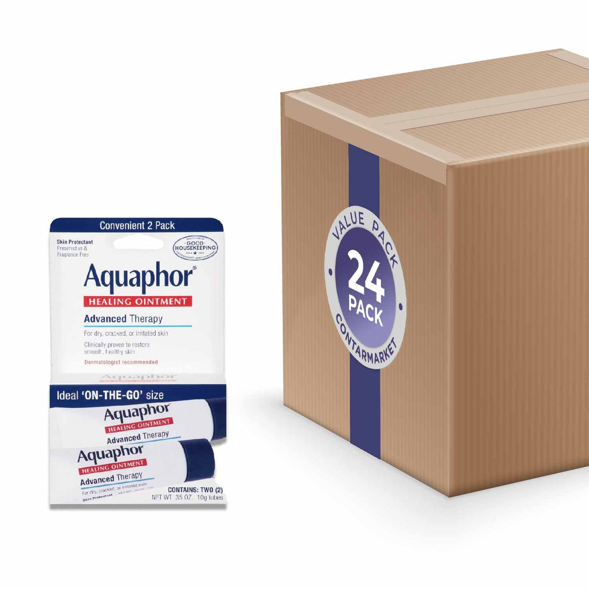 Aquaphor - Healing Skin Ointment, Advanced Therapy, 2 Pack - 0.35 Oz - 24 Pack