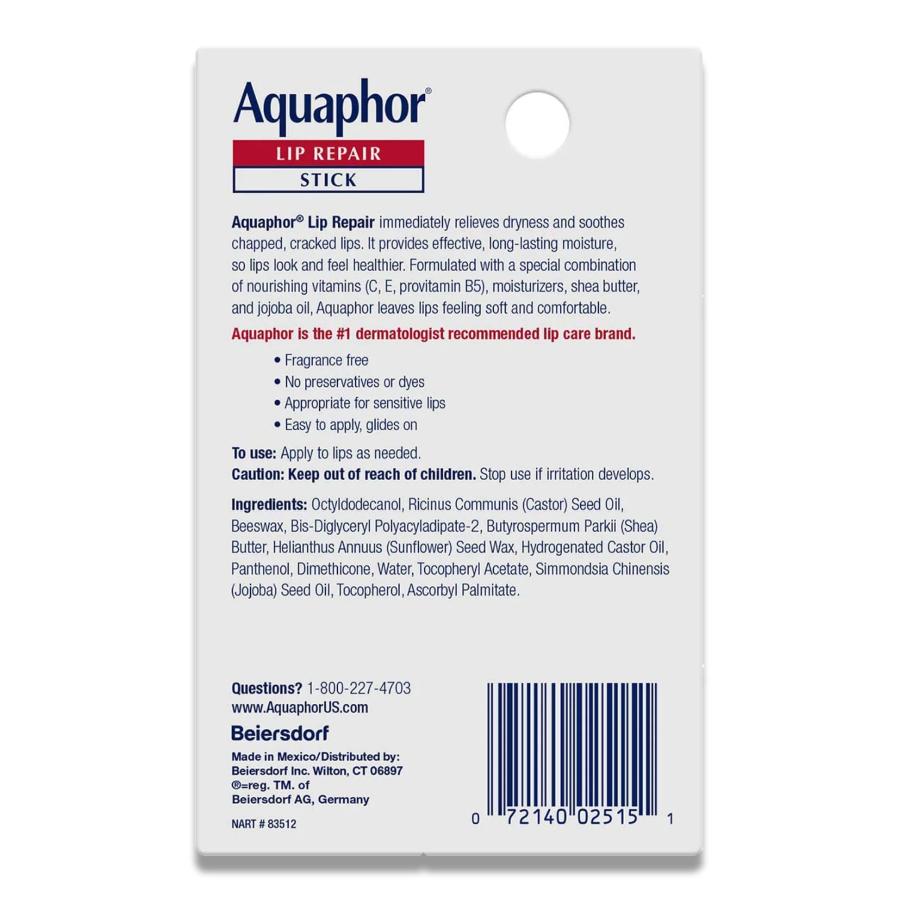 Aquaphor - Lip Balm Repair Stick for Chapped Lips - 2 Pack / 0.34 Oz - 12 Pack