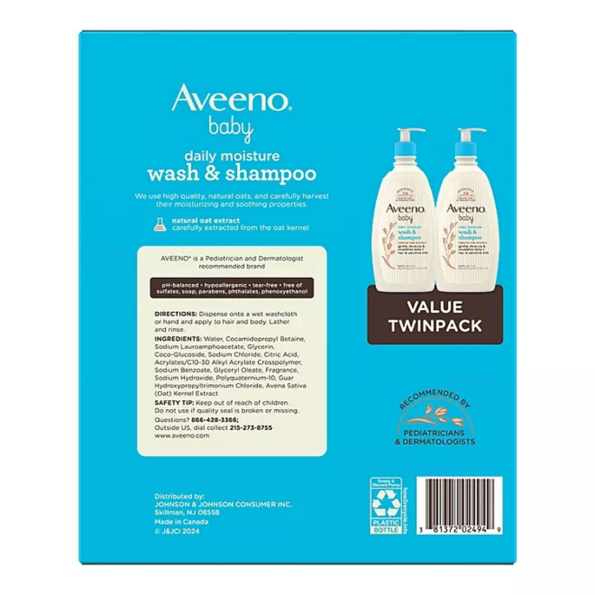 Aveeno - Baby 2-in-1 Wash and Shampoo, 18 fl. oz., 2 pk.