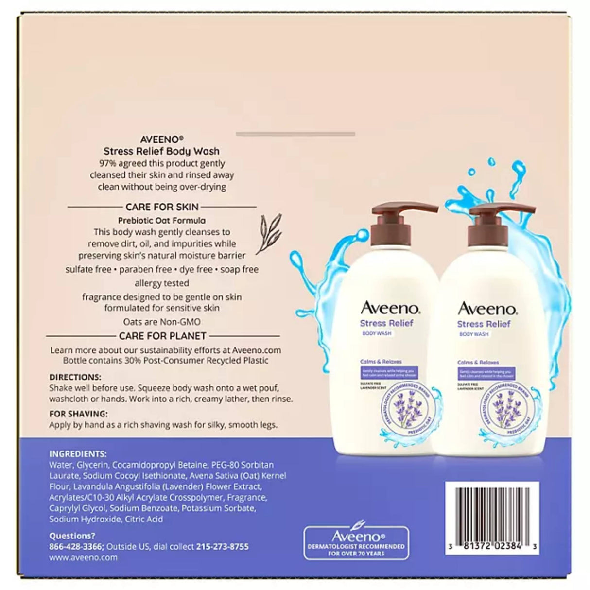 Aveeno - Stress Relief Body Wash with Lavender & Chamomile, 33 fl. oz., 2 pk.