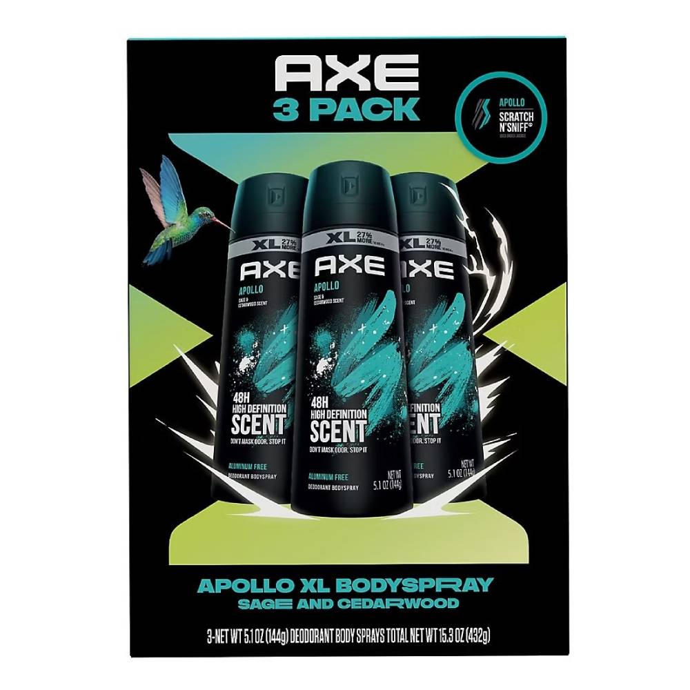 AXE - Apollo Deodorant Body Spray Sage & Cedarwood Aluminum Free - 5.1 Oz - 3 Pack