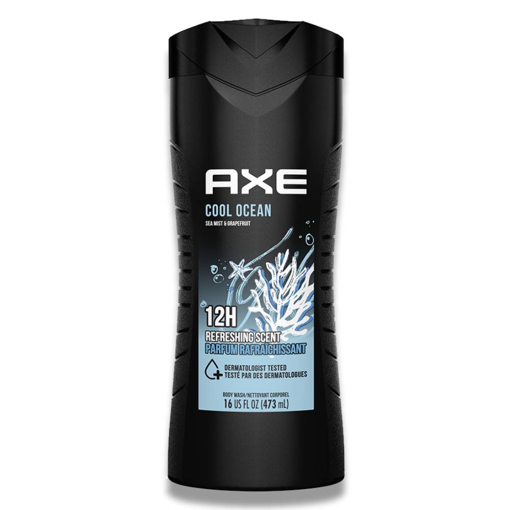 Axe - Cool Ocean Mens Body Wash 12H Refreshing Scent With Essential Oils - 16 Oz - 4 Pack