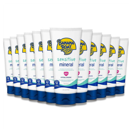 Banana Boat Sensitive 100% Mineral Sunscreen Lotion SPF 50 - 6 Oz - 12 Pack Contarmarket