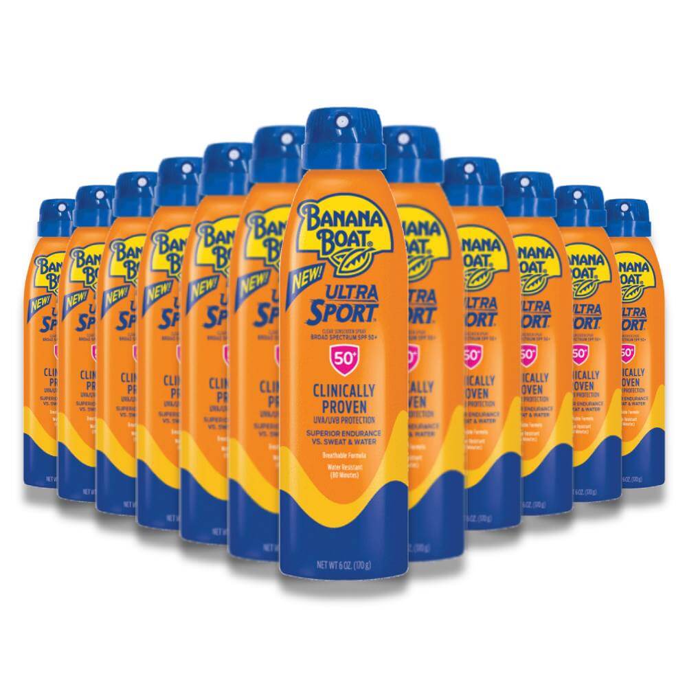 Banana Boat Sport Sunscreen Spray SPF 50+ - 6 Oz - 12 Pack Contarmarket