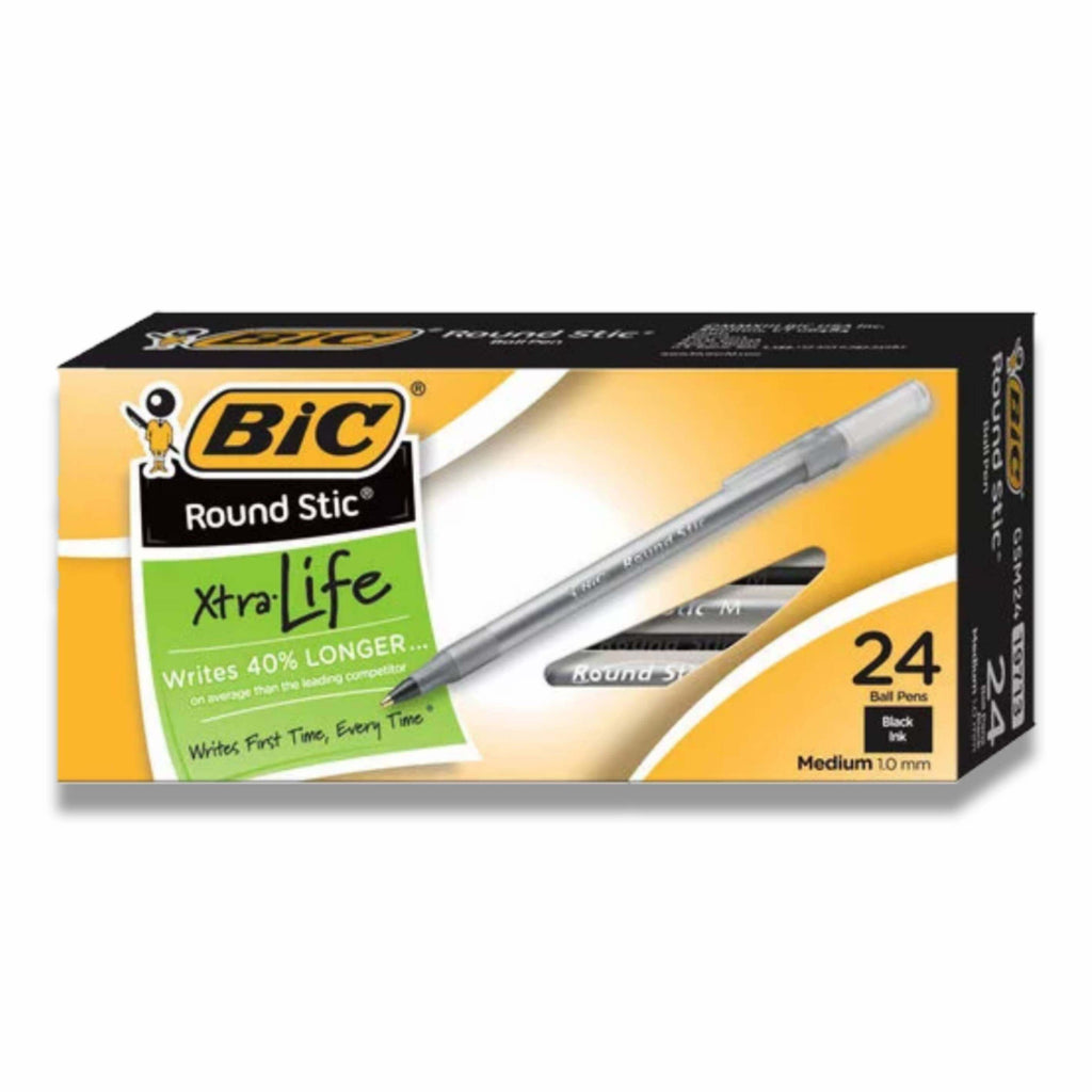 BIC Round Stic Xtra Life Ball Pens - 24 Ct Each Contarmarket