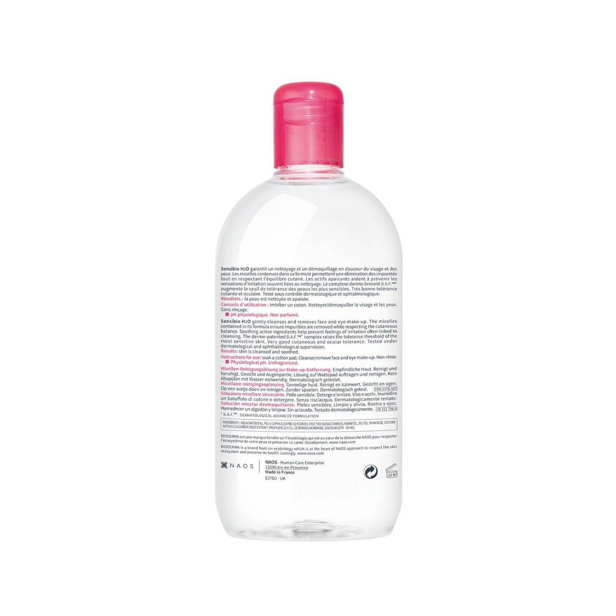 Bioderma Sensibio H2O Micellar Water Makeup Remover, 16.7 fl oz - 12 Pack