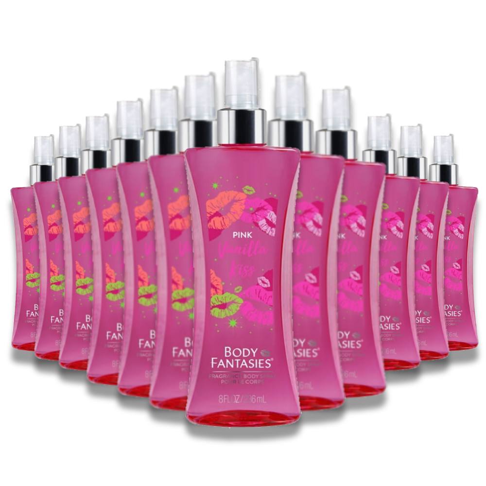 Body Fantasies Pink Vanilla Kiss Body Spray - 236 ml - 12 Pack Contarmarket