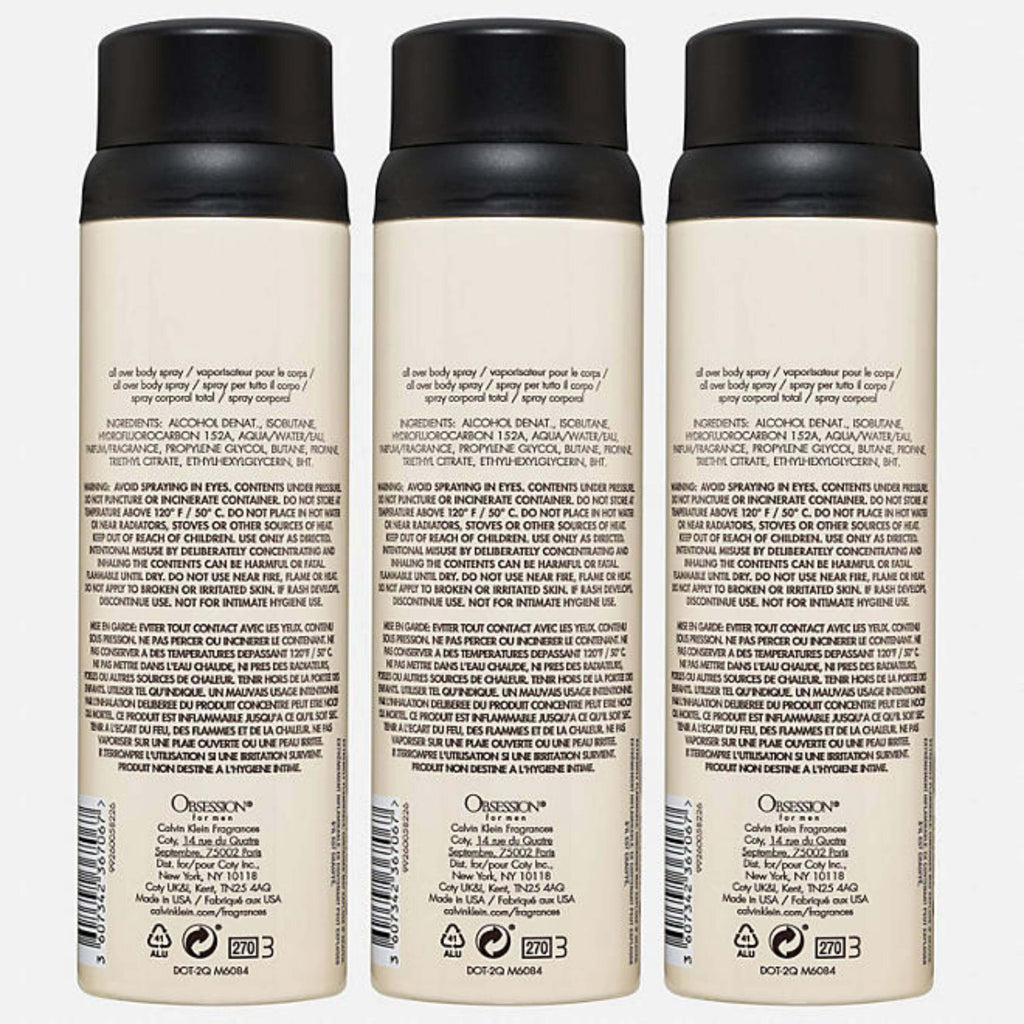 Calvin Klein Obsession for Men Body Spray - 5.4 fl Oz - 3 Pack Contarmarket