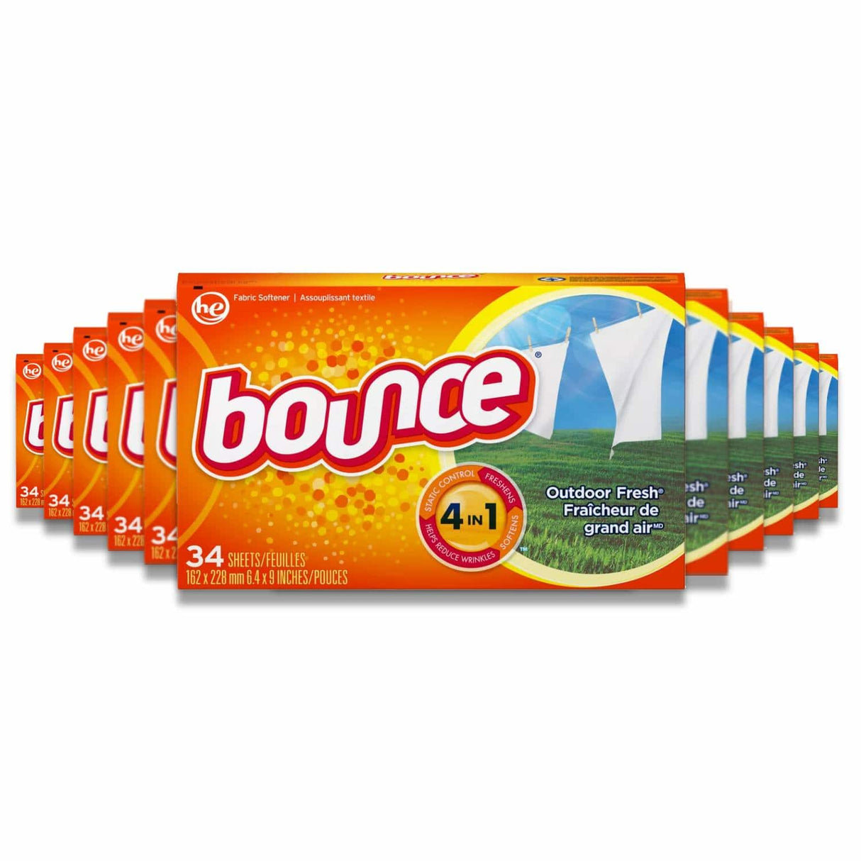 Bounce - Outdoor Fresh Fabric Softener Dryer Sheets - 34 Ct - 12 Pack