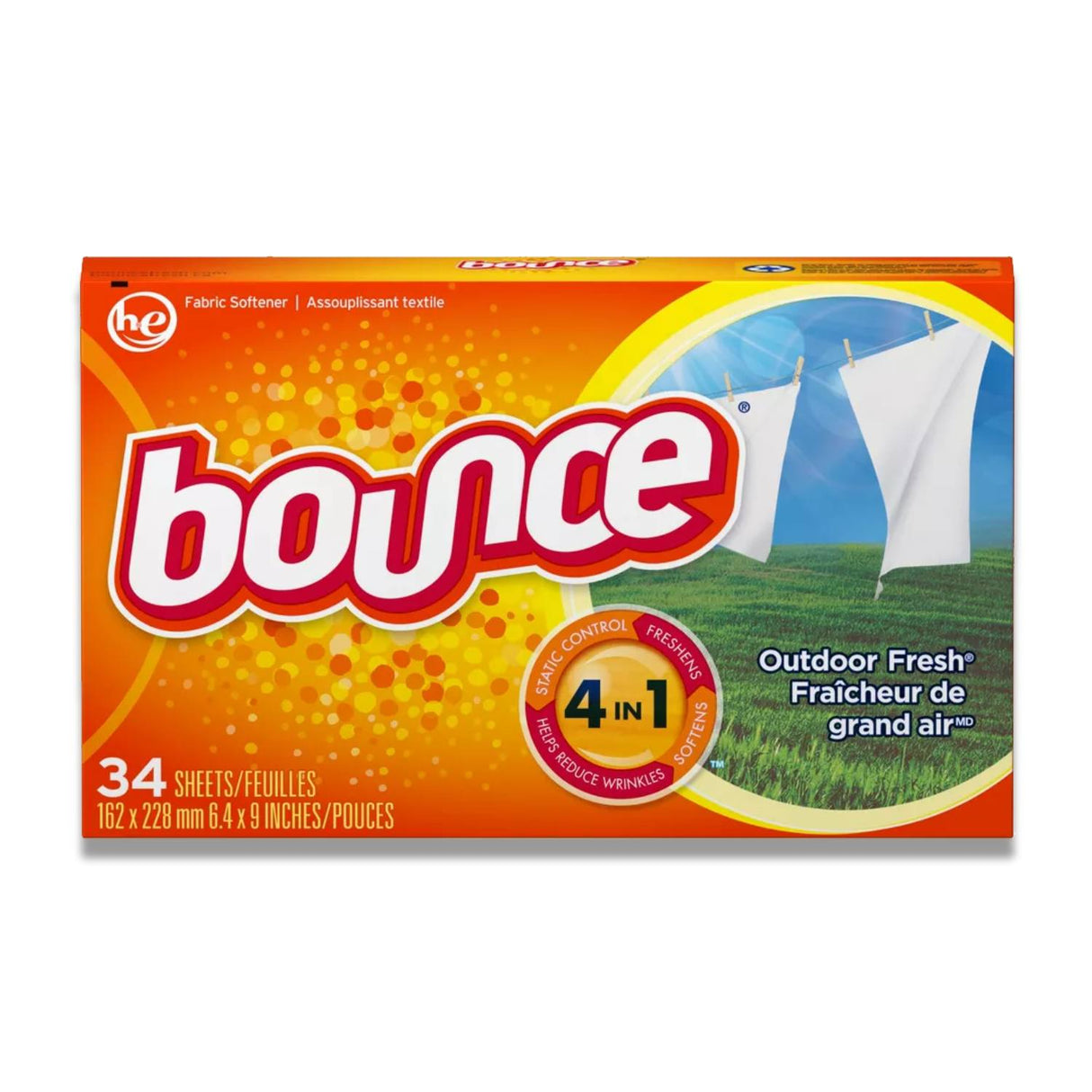 Bounce - Outdoor Fresh Fabric Softener Dryer Sheets - 34 Ct - 12 Pack