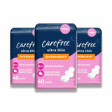 Carefree - Ultra Thin Overnight Pads with Wings 40 ct - 3 Pack