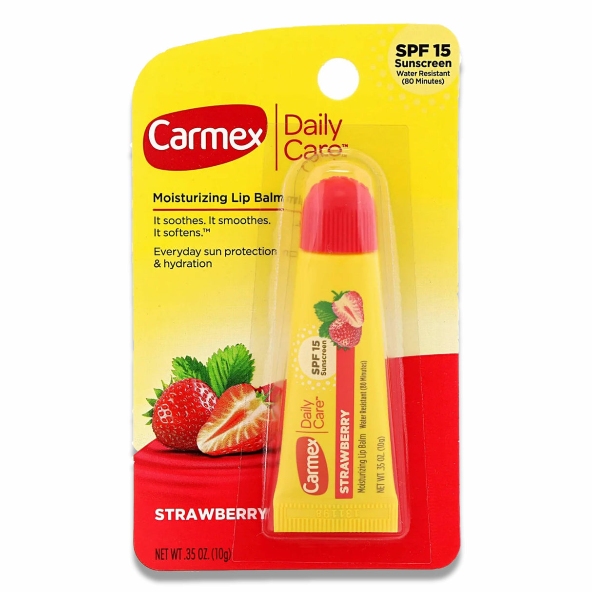 Carmex - Daily Care Lip Balm, Strawberry, SPF 15 - 0.35 Oz - 12 Pack