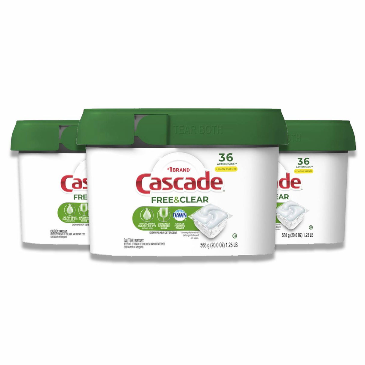 Cascade Free & Clear ActionPacs Dishwasher Detergent Pods, Lemon Essence, 36 Ct - 3 Pack