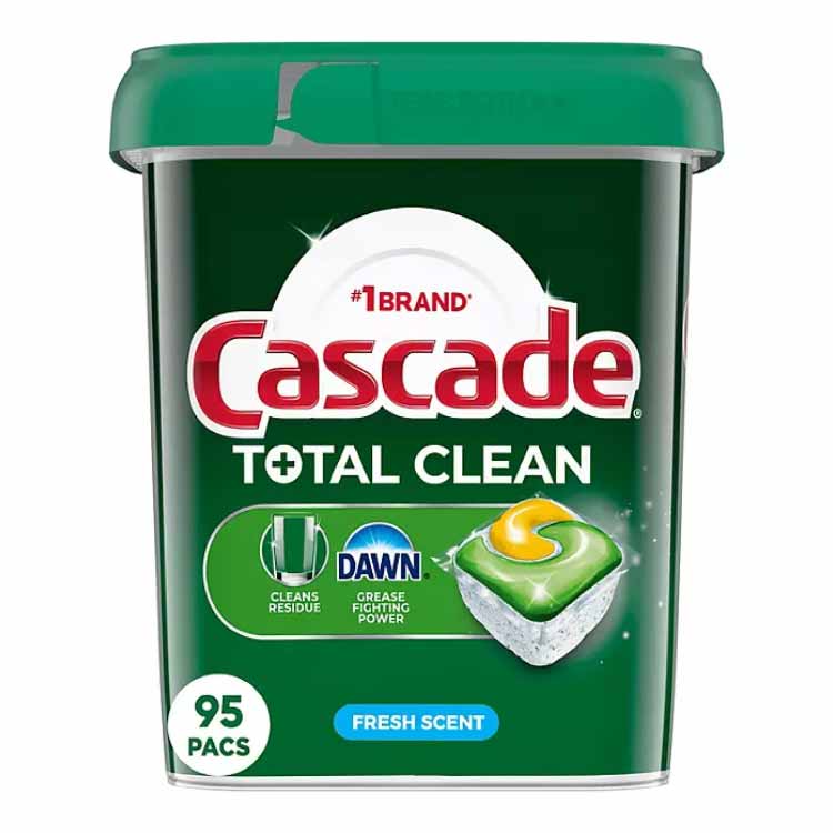 Cascade - Total Clean ActionPacs Dishwasher Detergent, Fresh Scent - 95 Count