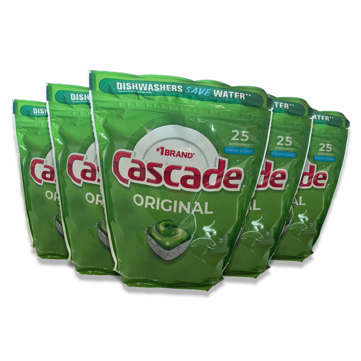 Cascade - ActionPacs Dishwasher Detergent Fresh Scent - 25 Ct - 13.5 Oz - 5 Pack