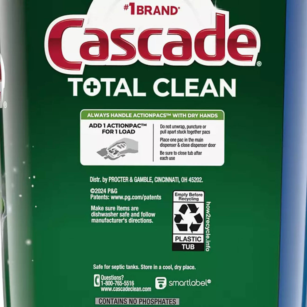 Cascade - Total Clean ActionPacs Dishwasher Detergent, Fresh Scent - 95 Count