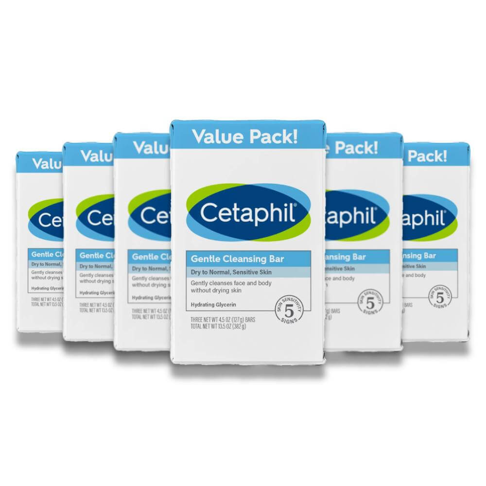 Cetaphil Gentle Cleansing Bar, 4.5 Oz - 3 Pack - 6 Pack Contarmarket