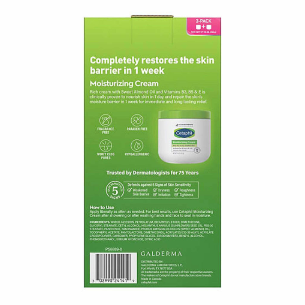 Cetaphil Moisturizing Cream for Very Dry, Sensitive Skin 16 Oz 2 Pack Contarmarket
