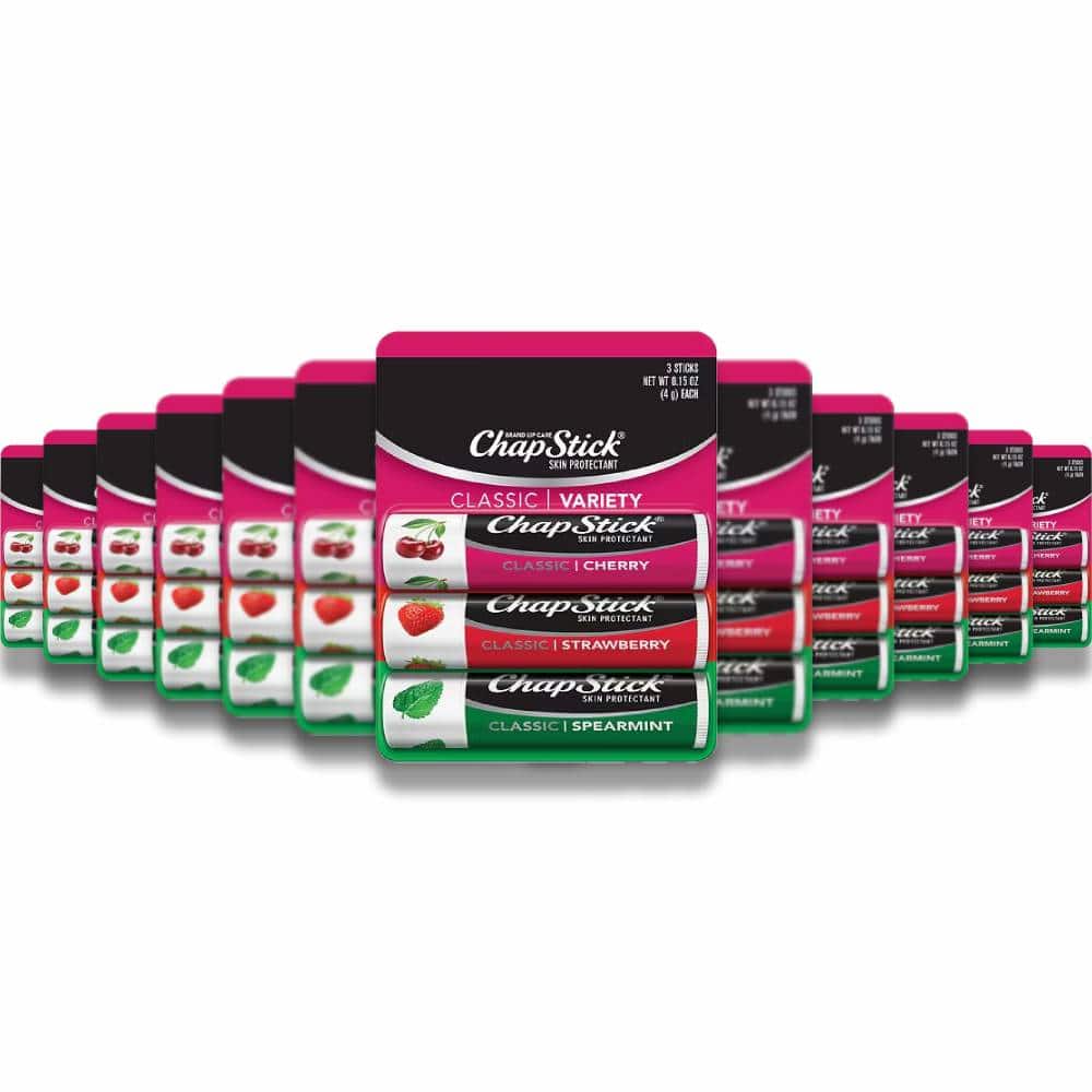 ChapStick - Classic Cherry Spearmint and Strawberry, Lip Balm - 0.15 Oz - 12 Pack