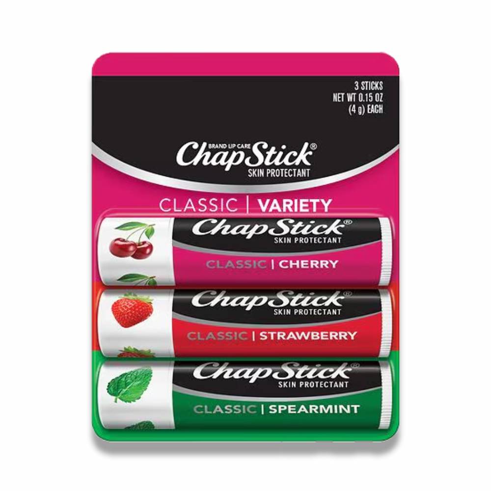 ChapStick - Classic Cherry Spearmint and Strawberry, Lip Balm - 0.15 Oz - 12 Pack
