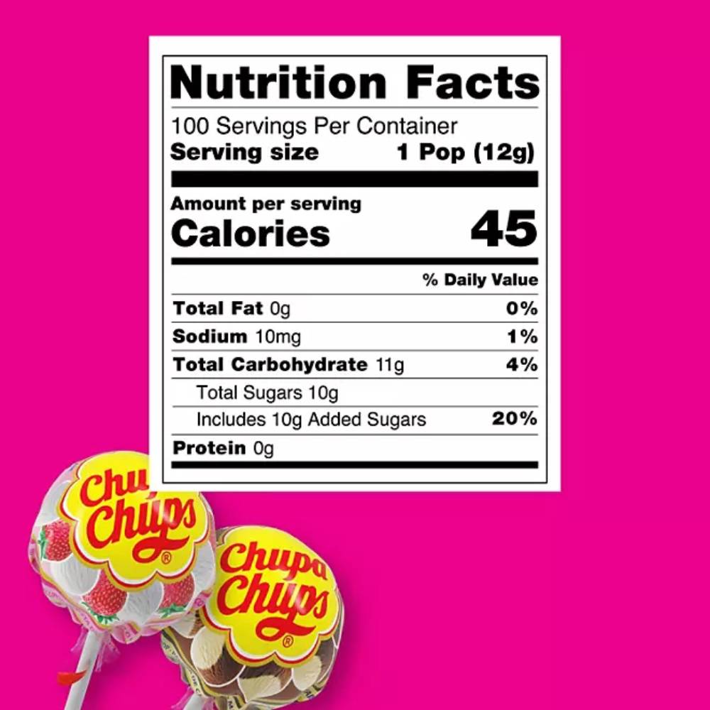 Chupa Chups - Cremosa Lollipops, Strawberry and Choco-Vanilla -100 Ct