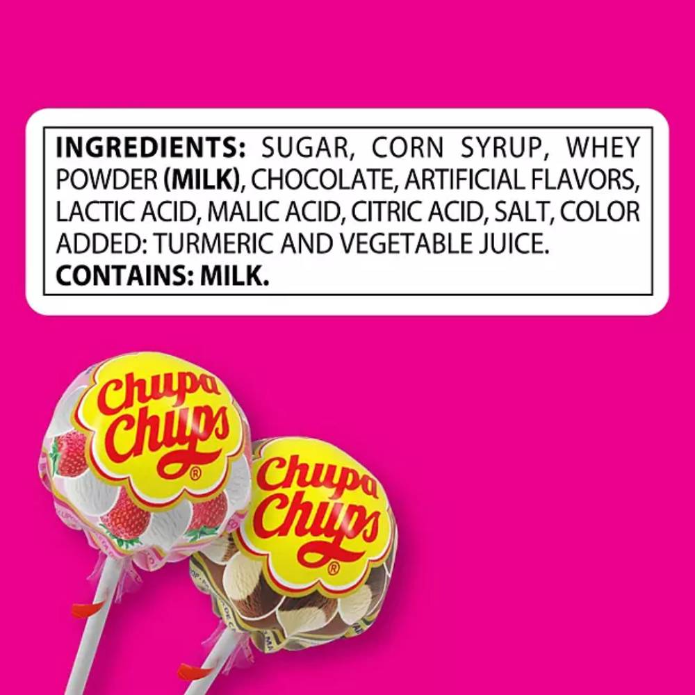 Chupa Chups - Cremosa Lollipops, Strawberry and Choco-Vanilla -100 Ct