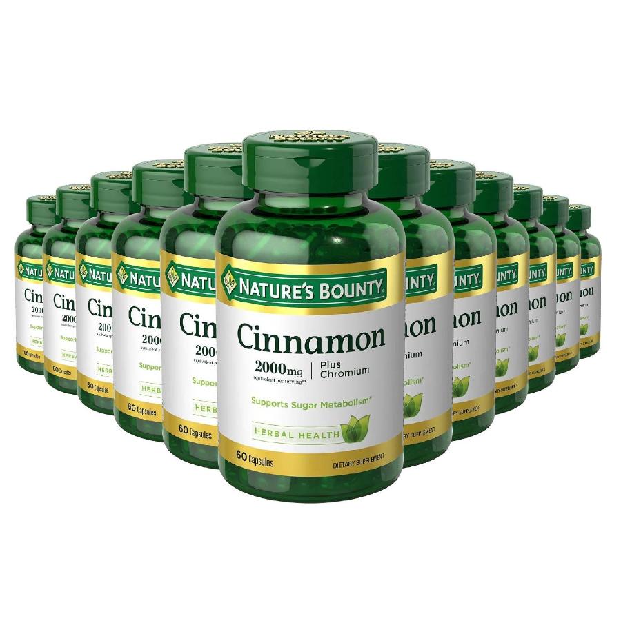 Nature's Bounty, Cinnamon Plus Chromium, 2000 mg, 60 Capsules- 12 Pack