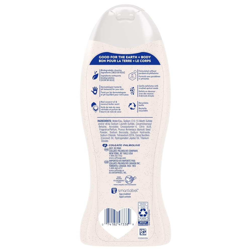 Softsoap - Body Wash Exfoliating Scrub, Coconut Butter Scent - 20 Oz - 4 Pack