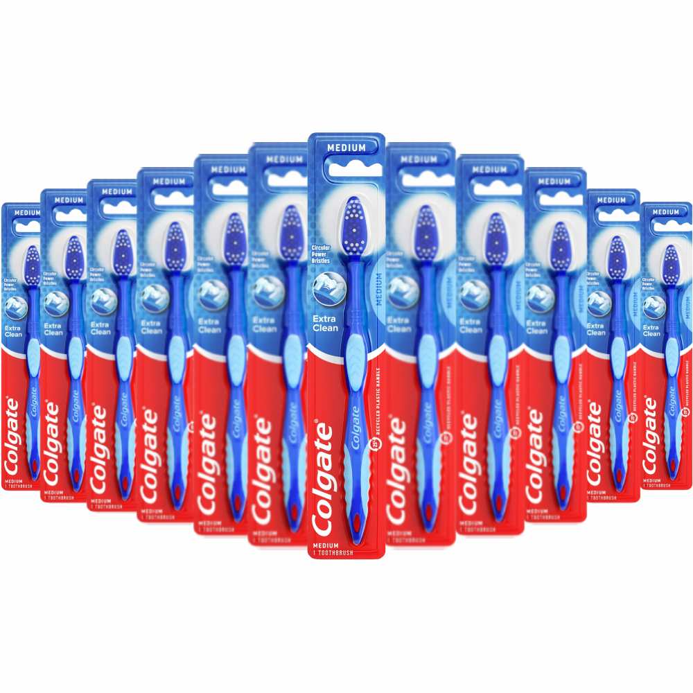 Colgate - Extra Clean Full Head Toothbrush, Variety Colors, Medium, 1 Ea - 72 Pack