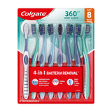 Colgate - 360 Whole Mouth Clean Manual Toothbrush, Adult Soft Toothbrushes - 8 Pack