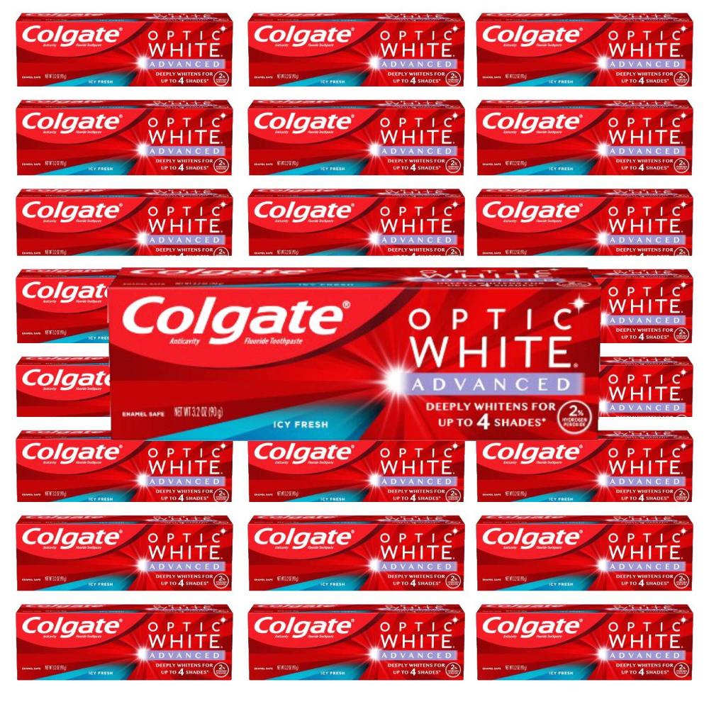 Colgate Optic White Advanced Whitening Toothpaste - Icy Fresh - 3.2oz - 24 Pack