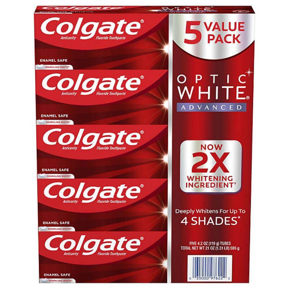 Colgate Optic White Advanced Toothpaste 4.2 Oz 5 Pack Contarmarket