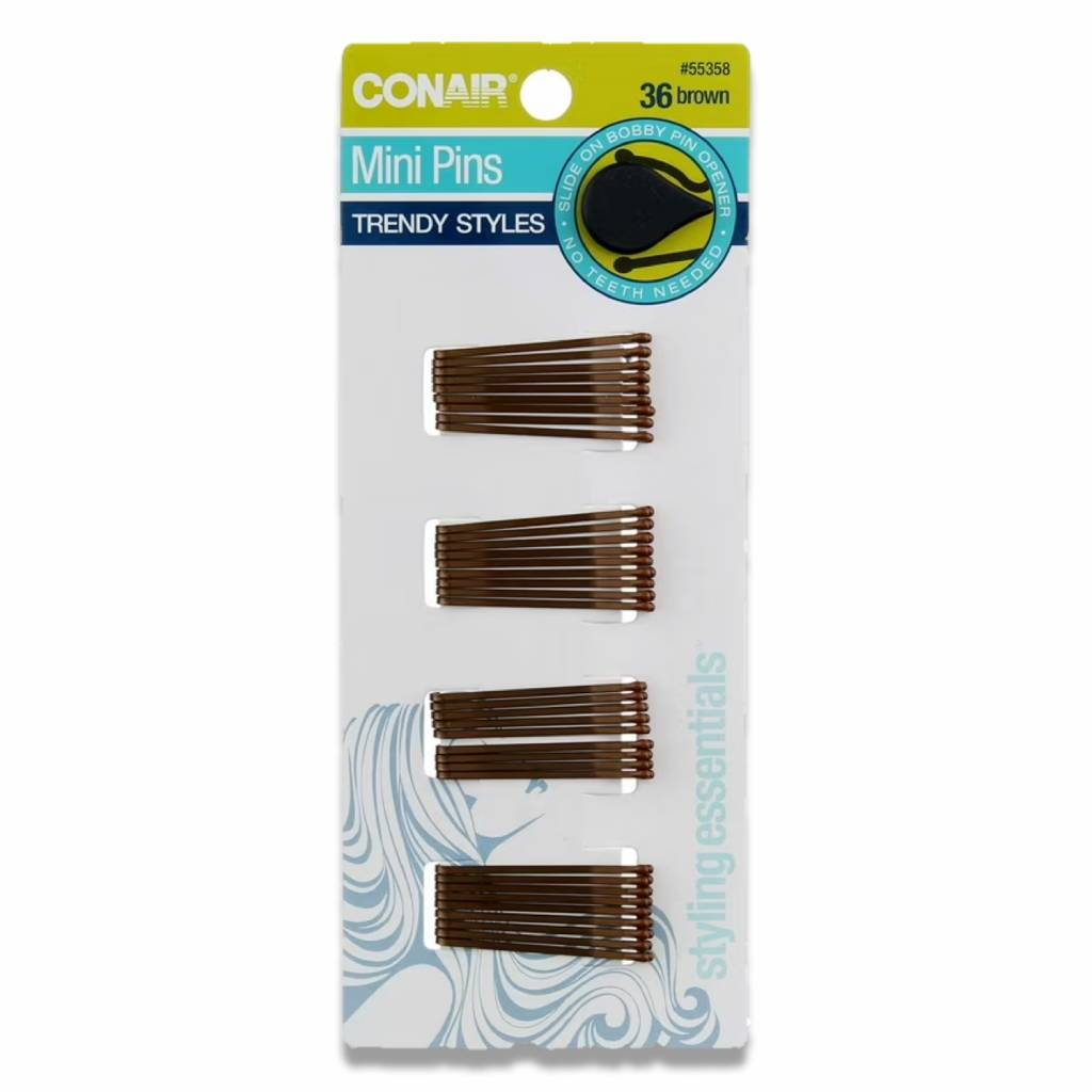 Conair -  Styling Essentials Pins, Brown, Mini - 36 Ct - 24 Pack