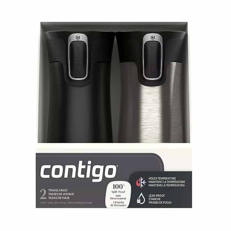 Contigo - AUTOSEAL West Loop Vacuum-Insulated 16 oz. Stainless Steel Travel Mug with Lid - 2 Pack