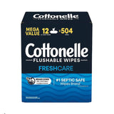 Cottonelle Flushable Wet Wipes, Flip-Top Packs , 504 wipes, 12 Pack