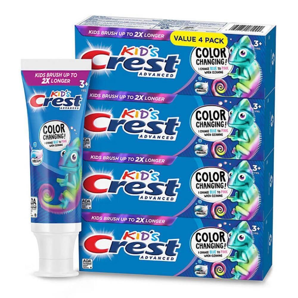 Crest Kids Color Changing Fluoride Toothpaste, Bubblegum - 4.2 oz - 4 Pack Contarmarket