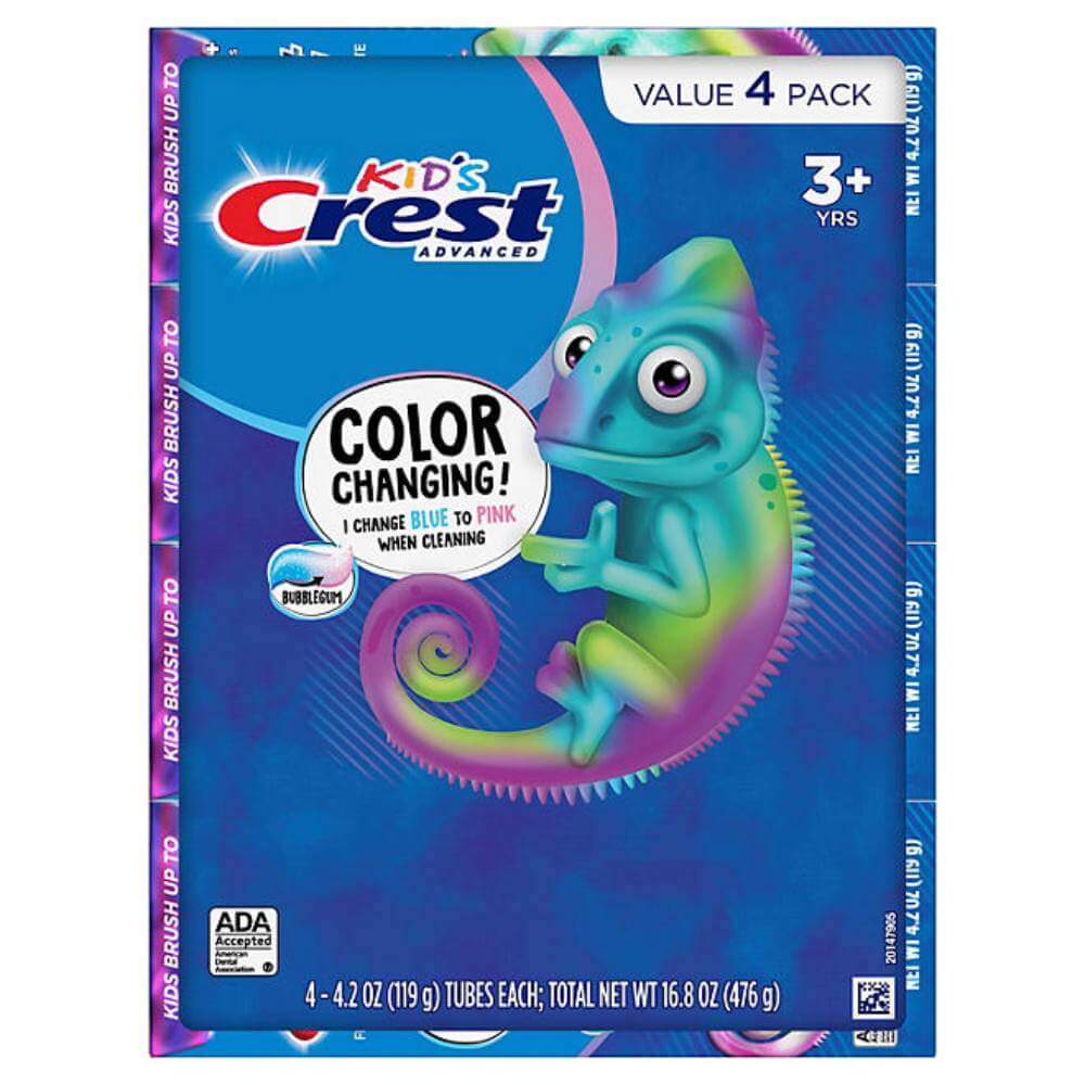 Crest Kids Color Changing Fluoride Toothpaste, Bubblegum - 4.2 oz - 4 Pack Contarmarket