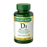 Nature's Bounty Vitamin D3 Softgels, 25 mcg, 1000 IU, 250 Ct - 12 Pack