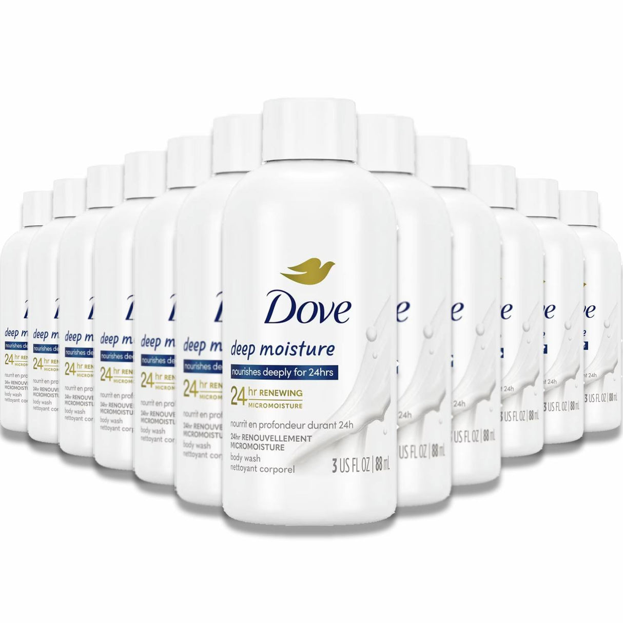 Dove Body Wash Deep Moisture for Dry Skin 3 oz - 24 pack - Travel Size